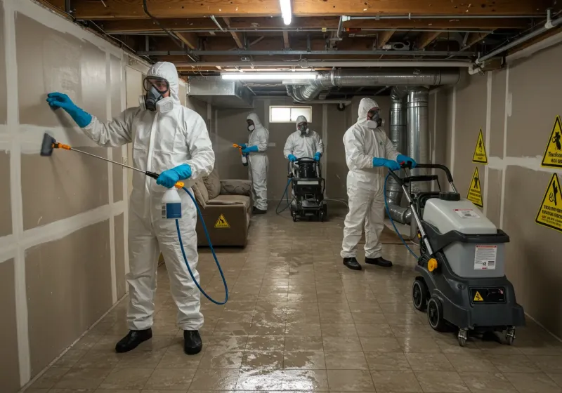 Basement Moisture Removal and Structural Drying process in Rush County, IN